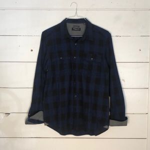 Mens blue plaid flannel Kenneth Cole button down